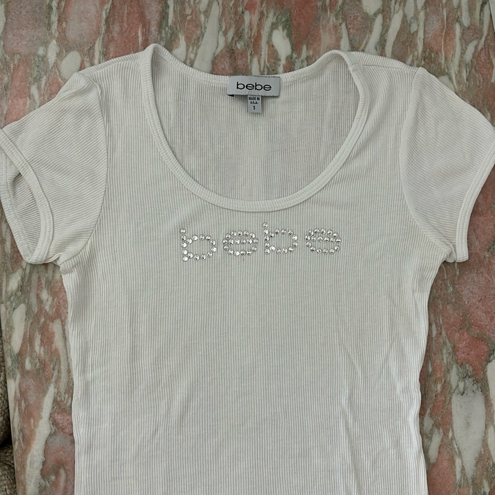 Y2K authentic rhinestone bebe tshirt